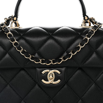 Chanel Caviar Quilted Medium Retro Twist Top Handle Flap Black 8 of 10