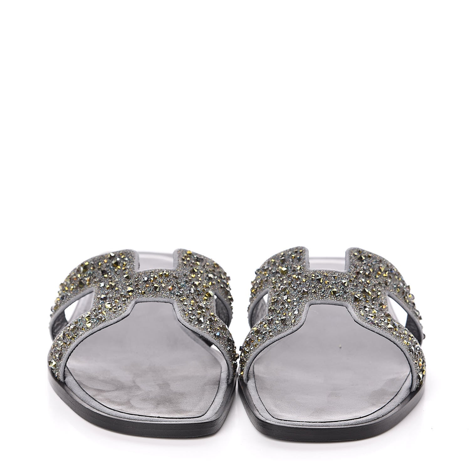 Hermes Goatskin Crystal Oran Sandals 40 Marine 2 of 9