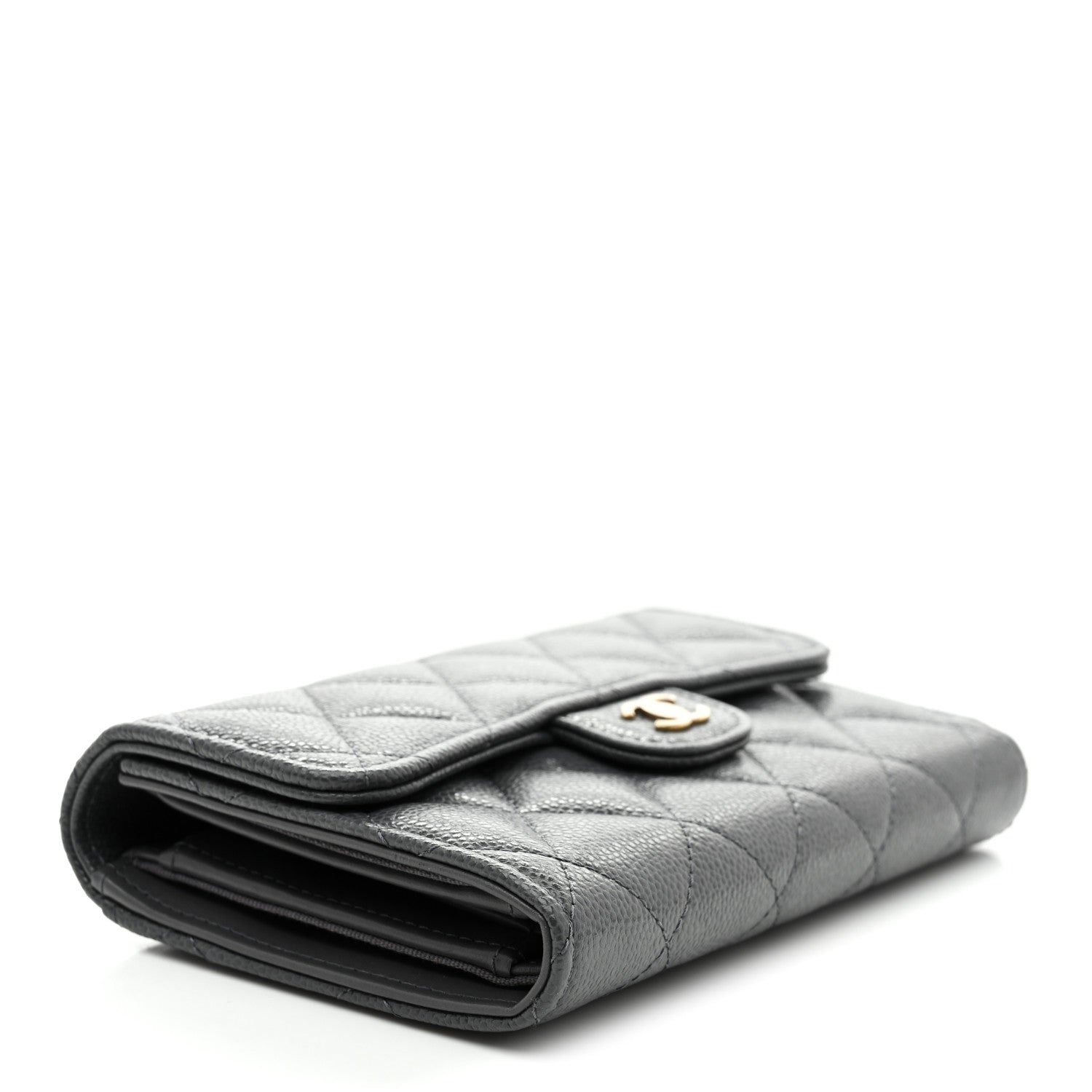 Chanel Caviar Quilted Medium Flap Wallet Grey 4 of 10