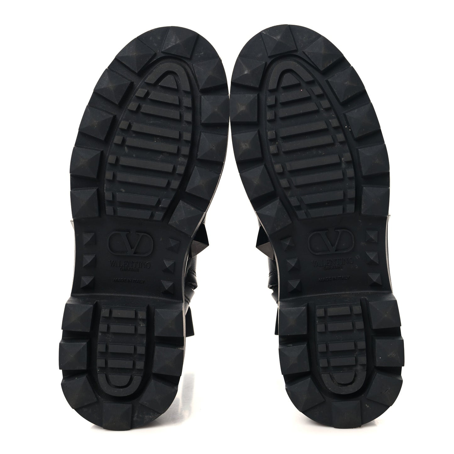 Calfskin Tonal Roman Stud 20/40mm Combat Boots 36.5 Black