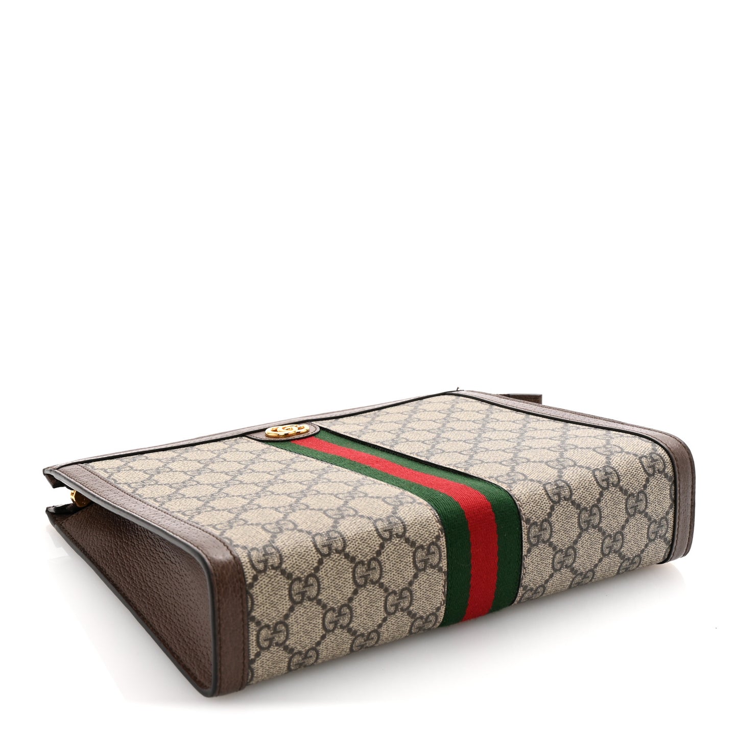 GG Supreme Monogram Web Ophidia Pouch Brown