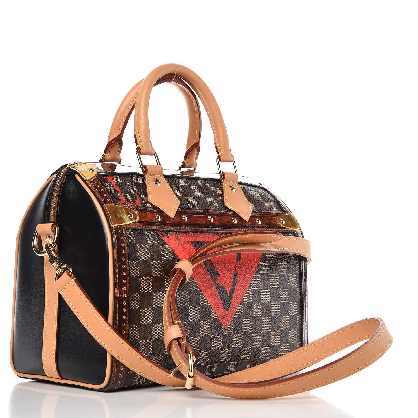 Transformed Damier Ebene Time Trunk Speedy Bandouliere 25 Black