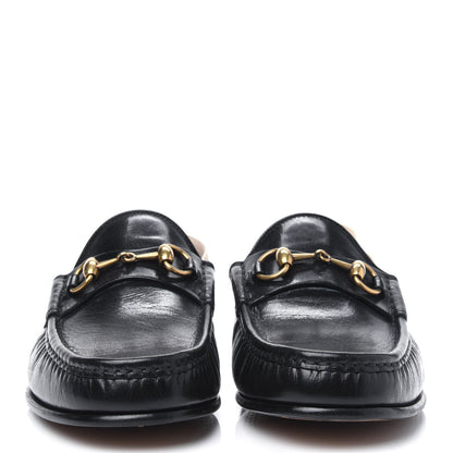 Gucci Goatskin Stripe Mens Horsebit Slingback Slippers 8.5 Black 2 of 17