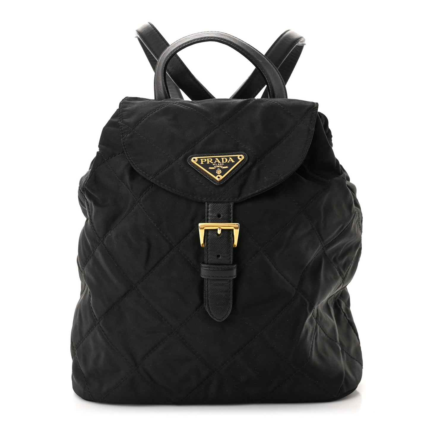 Tessuto Nylon Vela Quilted Chain Backpack Black