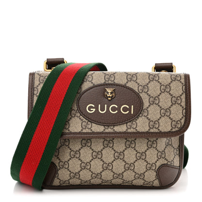 Gucci GG Supreme Monogram Web Small Neo Vintage Double Flap Messenger Bag Beige New Acero 1 of 9