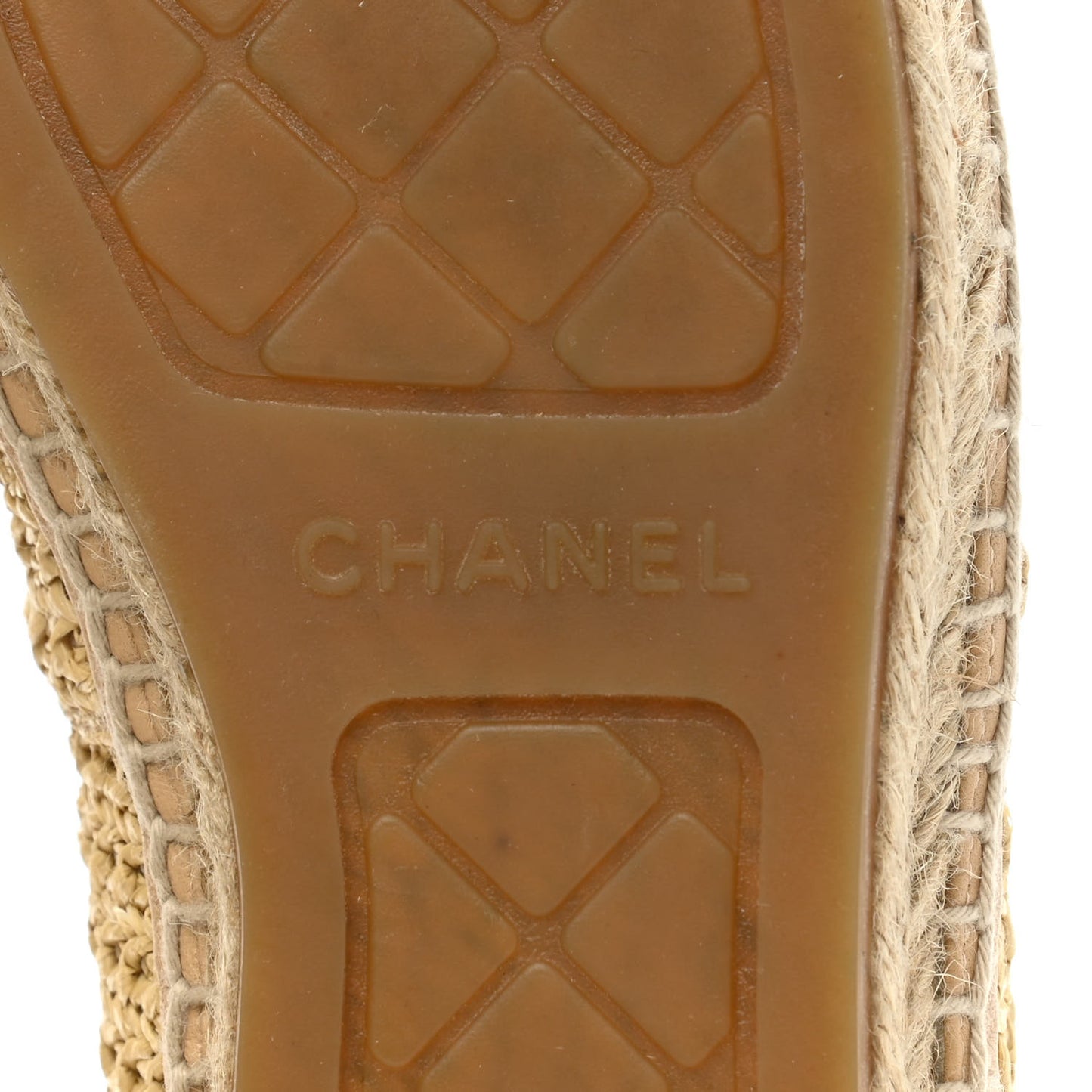 Braided Fabric Lambskin CC Espadrilles 38 Beige Black