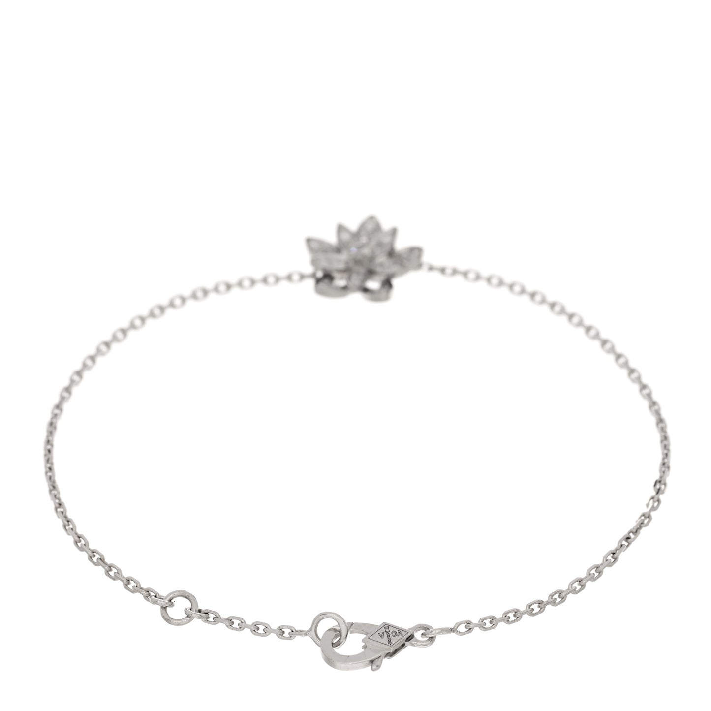 18K White Gold Diamond Mini Lotus Openwork Bracelet
