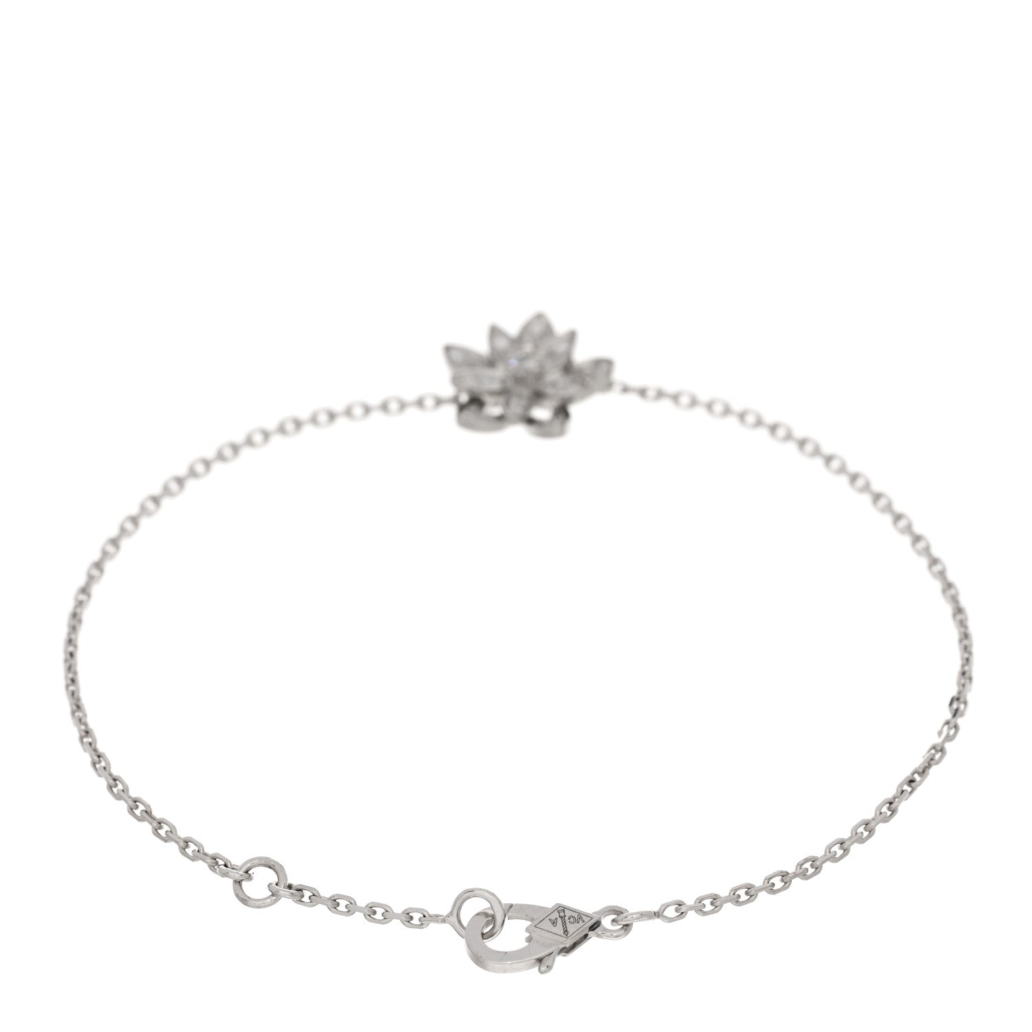 Van Cleef & Arpels 18K White Gold Diamond Mini Lotus Openwork Bracelet 2 of 3