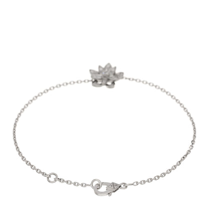 Van Cleef & Arpels 18K White Gold Diamond Mini Lotus Openwork Bracelet 2 of 3