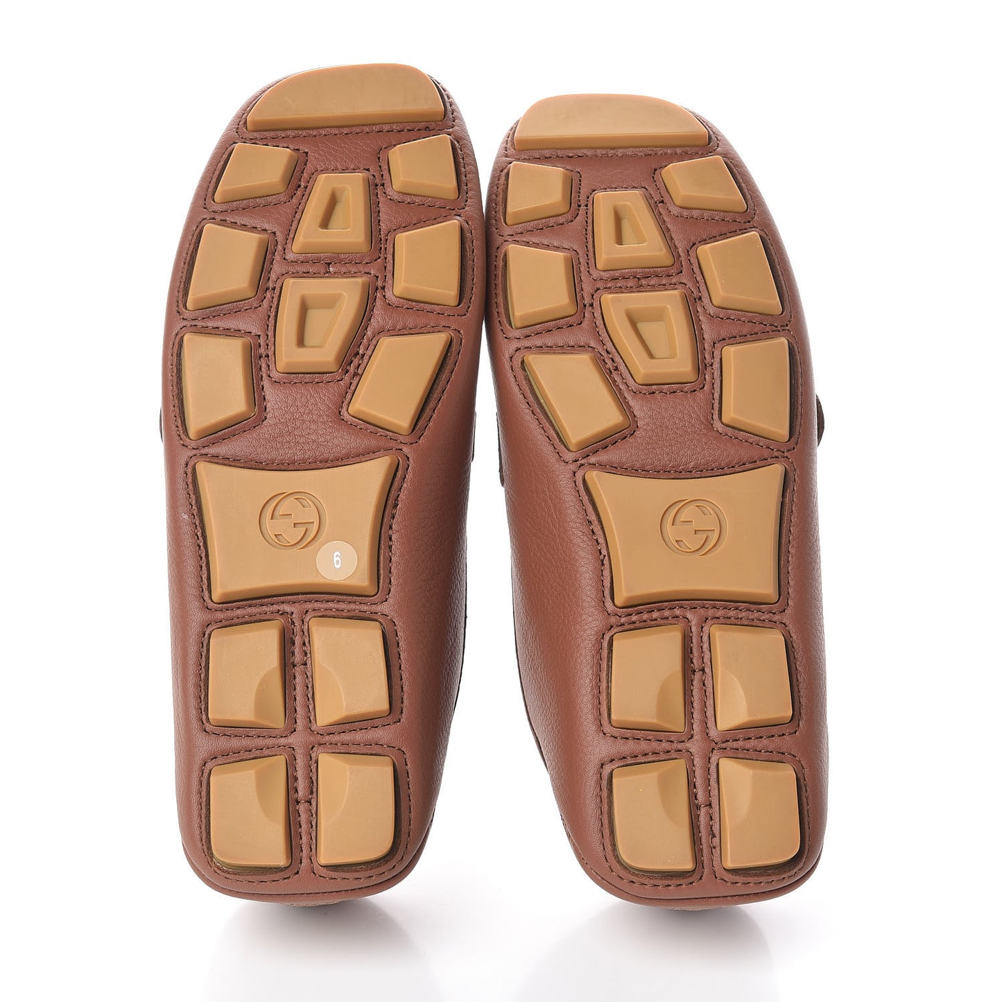 Calfskin Web Mens Buckle Loafers 6 Brown