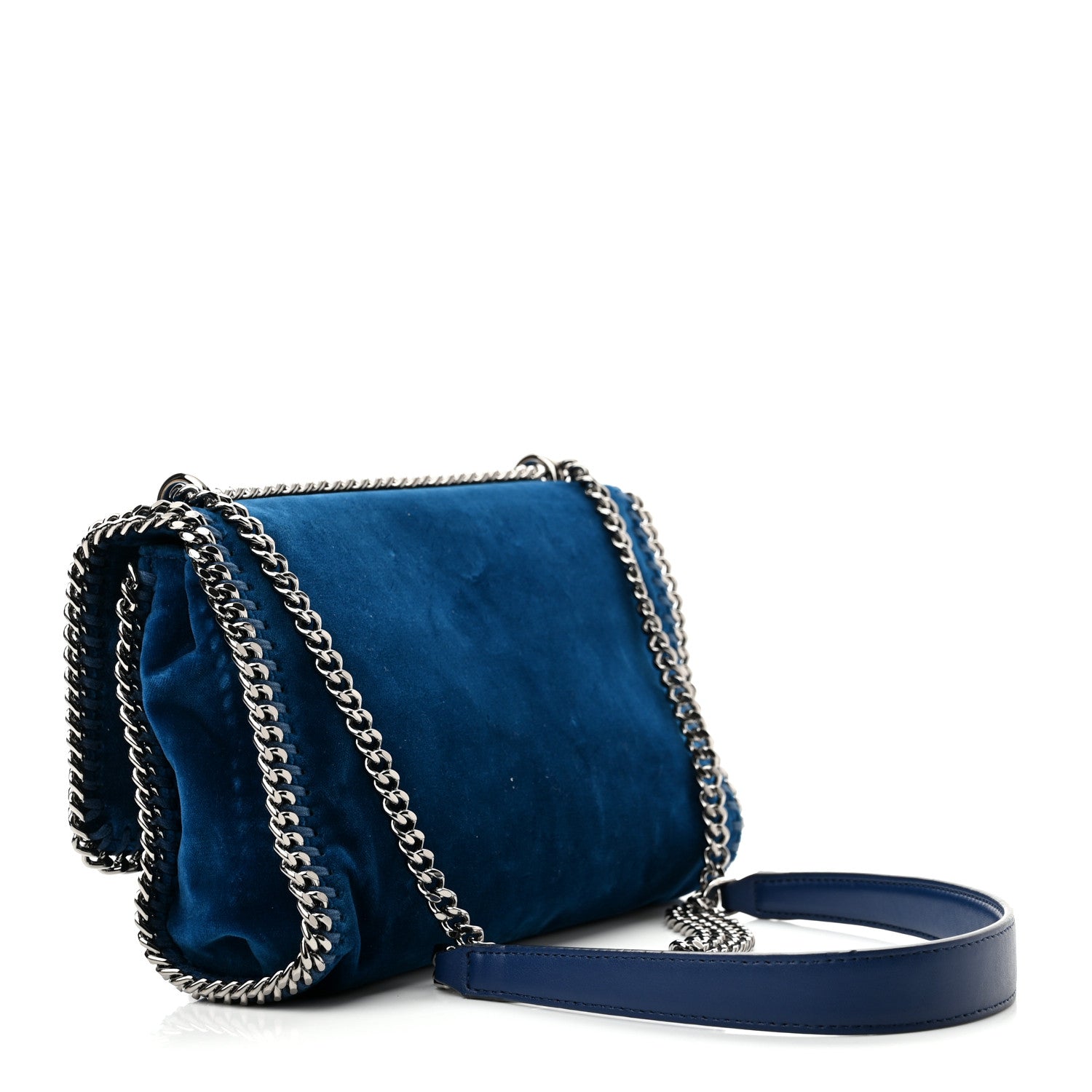 Stella McCartney Velvet Falabella Crossbody Bag Blue 3 of 10