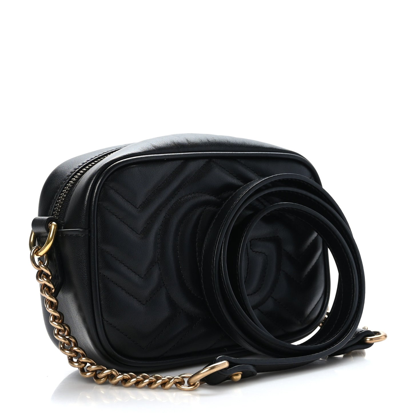 Calfskin Matelasse Mini GG Marmont Chain Shoulder Bag Black