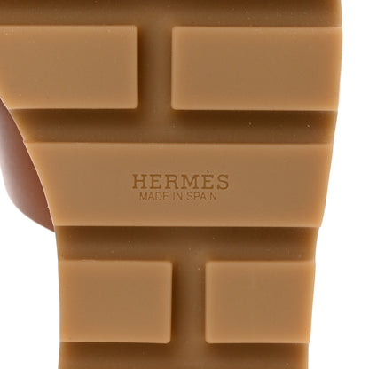 Hermes Calfskin Cork Eze 30 Sandals 35 Marron Glaise 8 of 9
