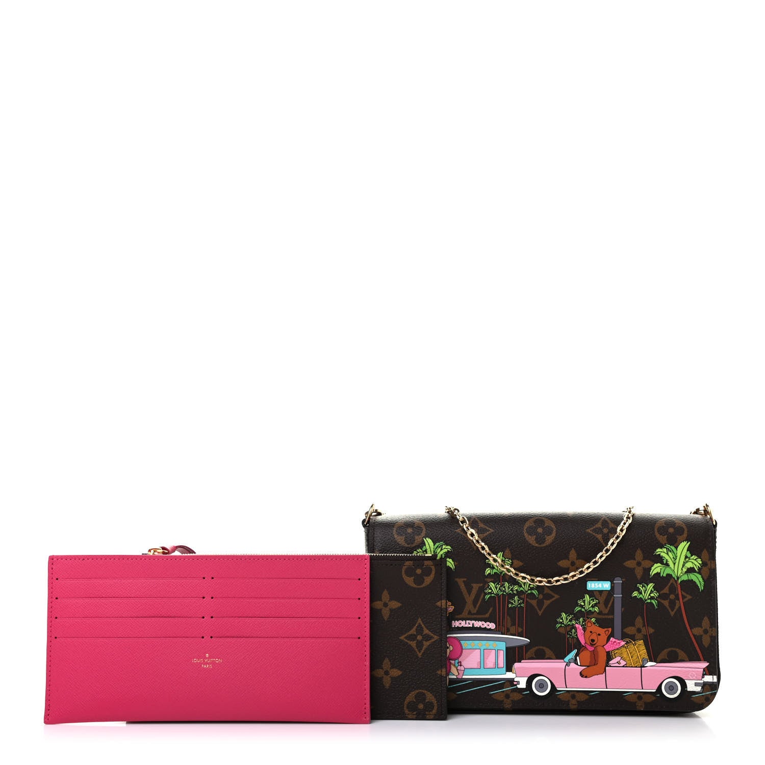 Louis Vuitton Monogram 2021 Christmas Animation Hollywood Pochette Felicie Chain Wallet Fuchsia 8 of 8
