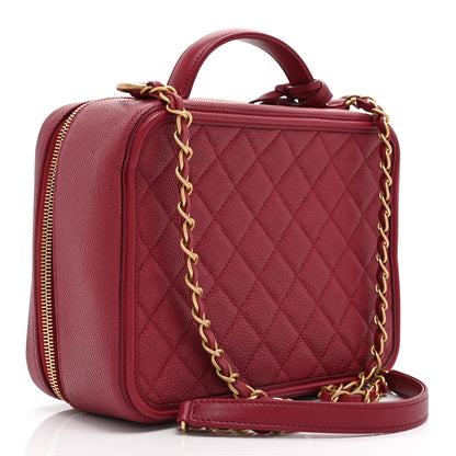 Chanel Caviar Quilted Large CC Filigree Vanity Case Burgundy 3 of 10