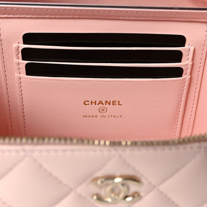 Chanel Lambskin Quilted Trendy Small Top Handle Vanity Case With Chain Light Pink 6 of 11