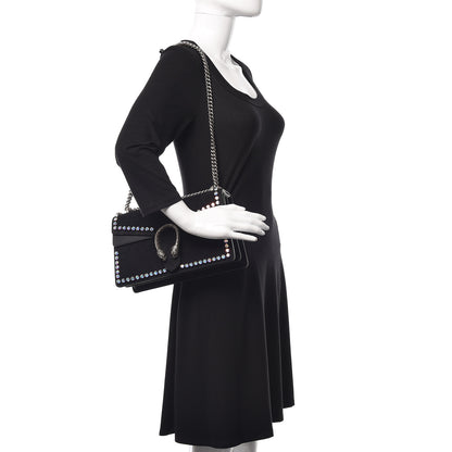 Gucci Suede Crystal Small Dionysus Shoulder Bag Black 2 of 10