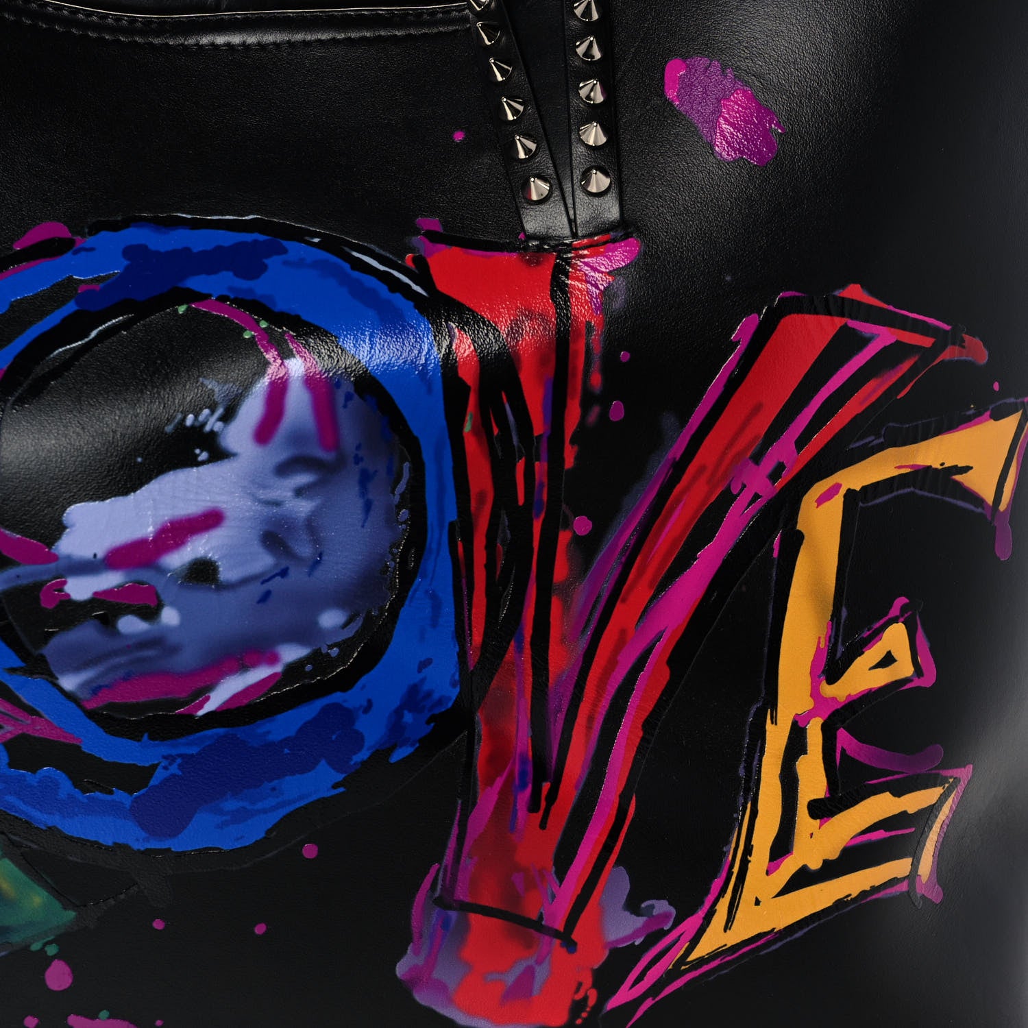 Christian Louboutin Calfskin In Love East West Cabata Tote Black Multicolor 9 of 12
