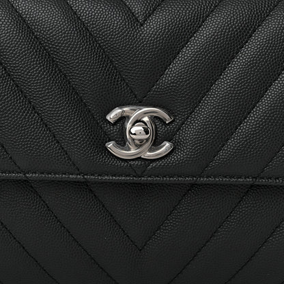 Chanel Caviar Chevron Quilted Mini Coco Handle Flap Dark Grey 9 of 11