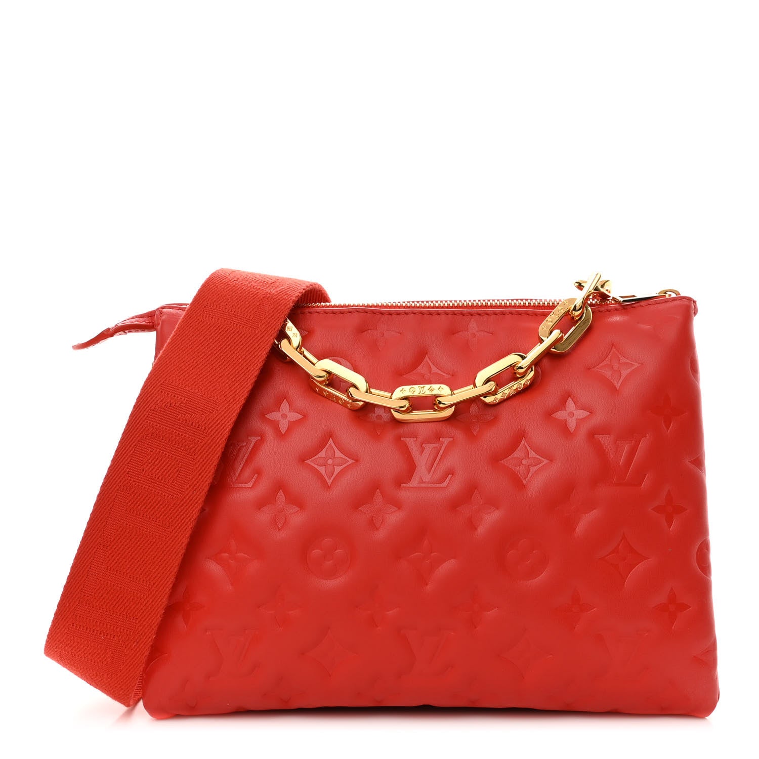 Louis Vuitton Lambskin Embossed Monogram Coussin PM Red 1 of 11
