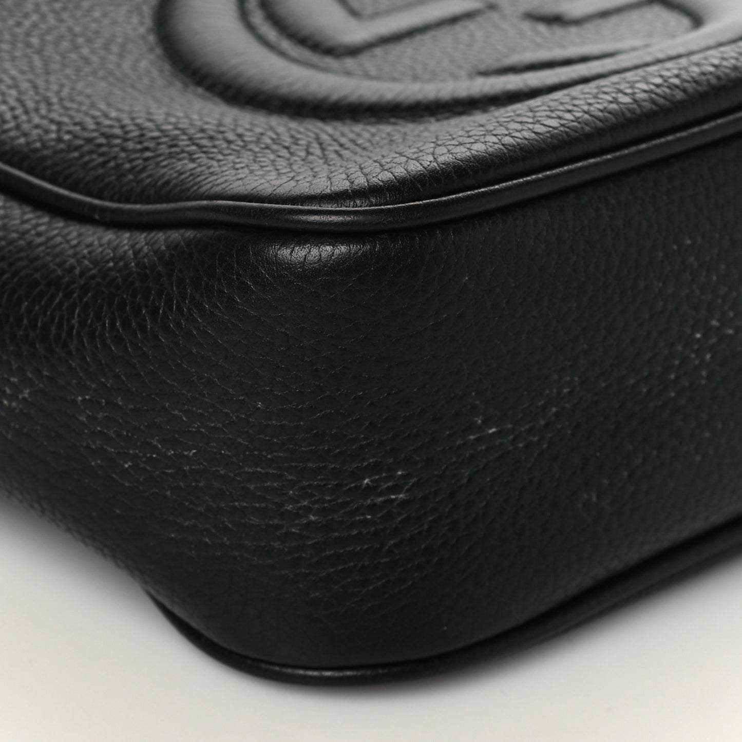 Pebbled Calfskin Small Soho Disco Bag Black