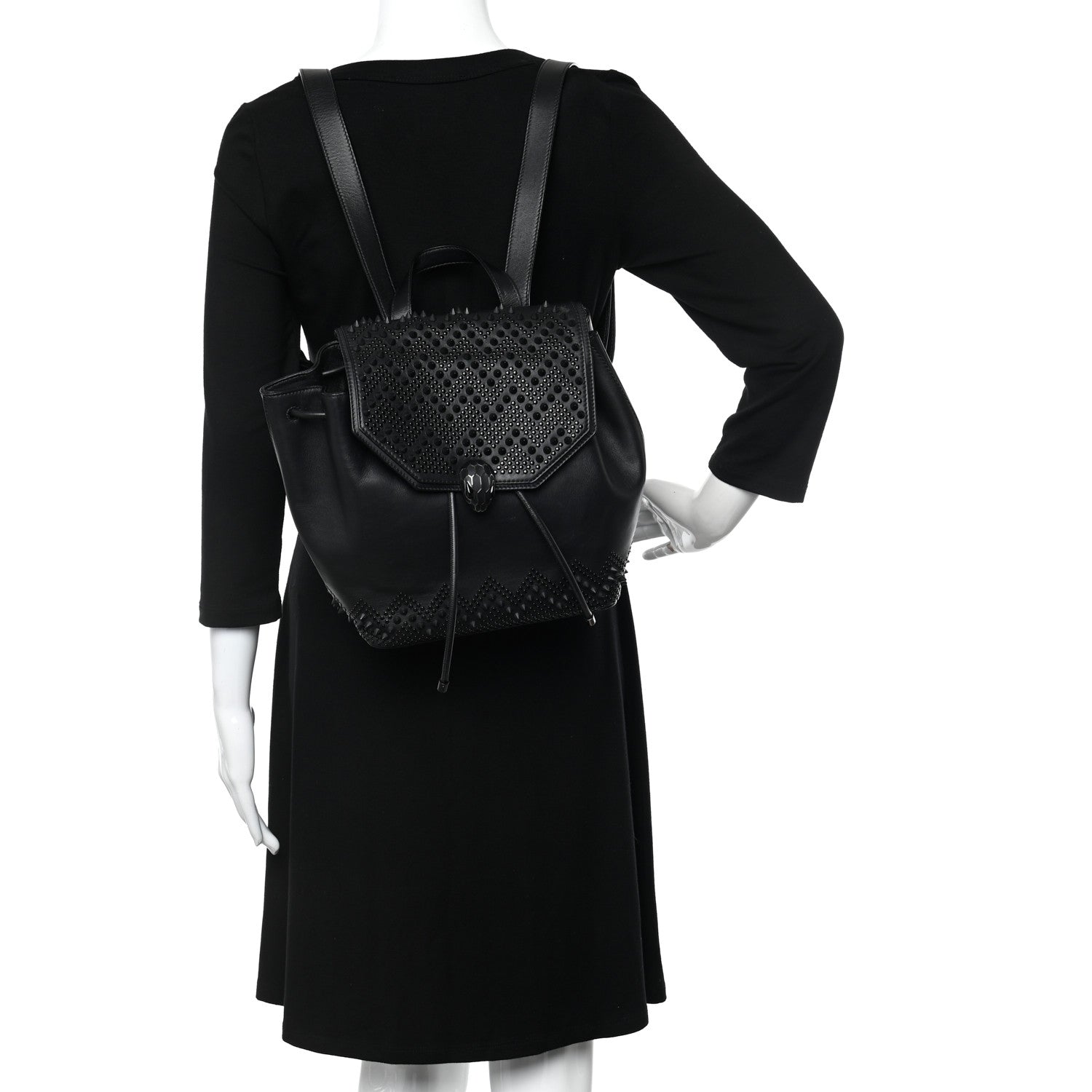 Bulgari X NICHOLAS KIRKWOOD Calfskin Studded Serpenti Forever Backpack Black 2 of 26