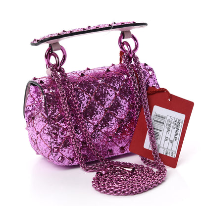 Valentino Garavani Glitter Micro Rockstud Spike Shoulder Bag Water Lilac 3 of 10