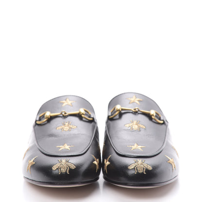 Gucci Goatskin Bee Star Embroidered Womens Princetown Slippers 38.5 Black 2 of 8
