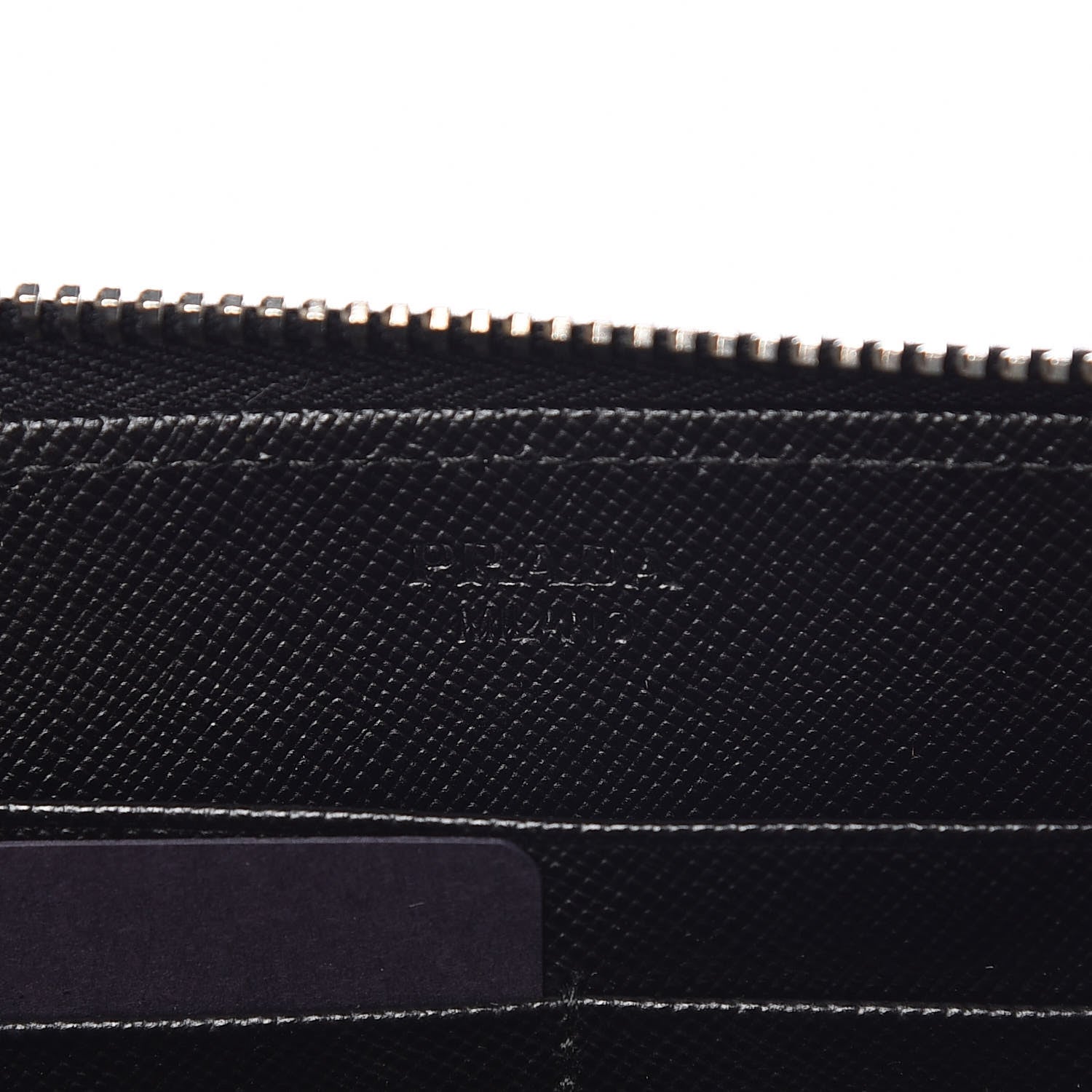Prada Saffiano Triangle Zip Around Wallet Black 6 of 7