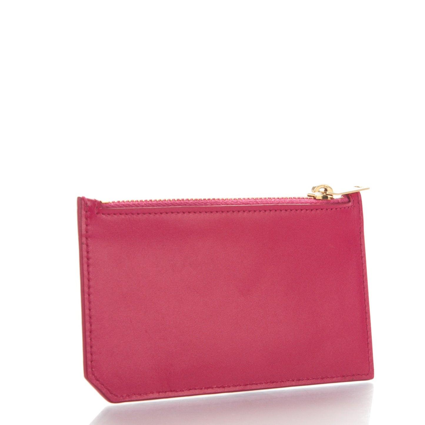 Calfskin 5 Fragments Zip Pouch Card Holder Lipstick Fuchsia