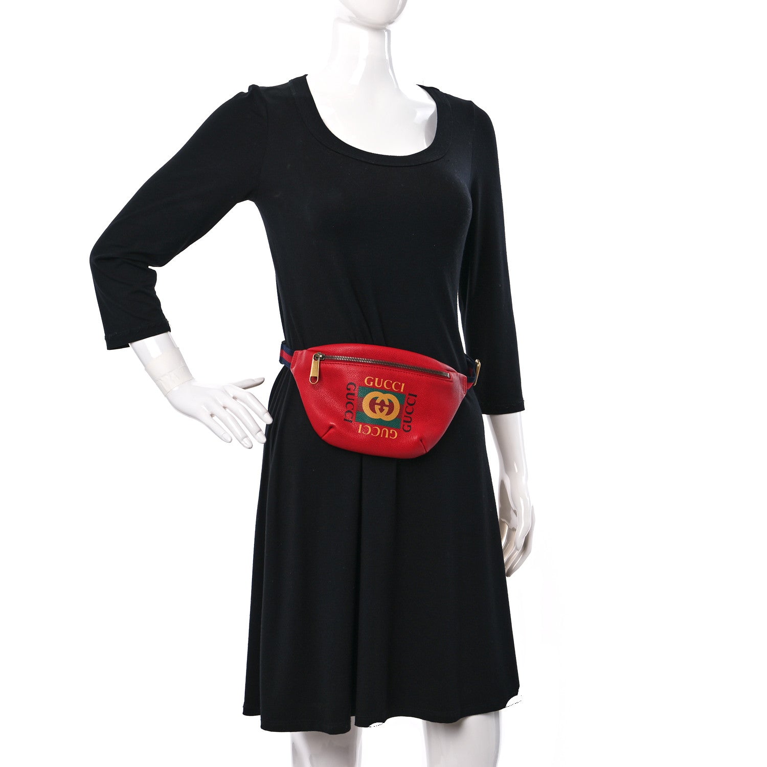 Gucci Grained Calfskin Small Logo Belt Bag Hibiscus Red 2 of 9