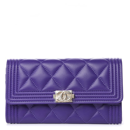 Chanel Lambskin Quilted Medium Boy Flap Wallet Purple 1 of 10