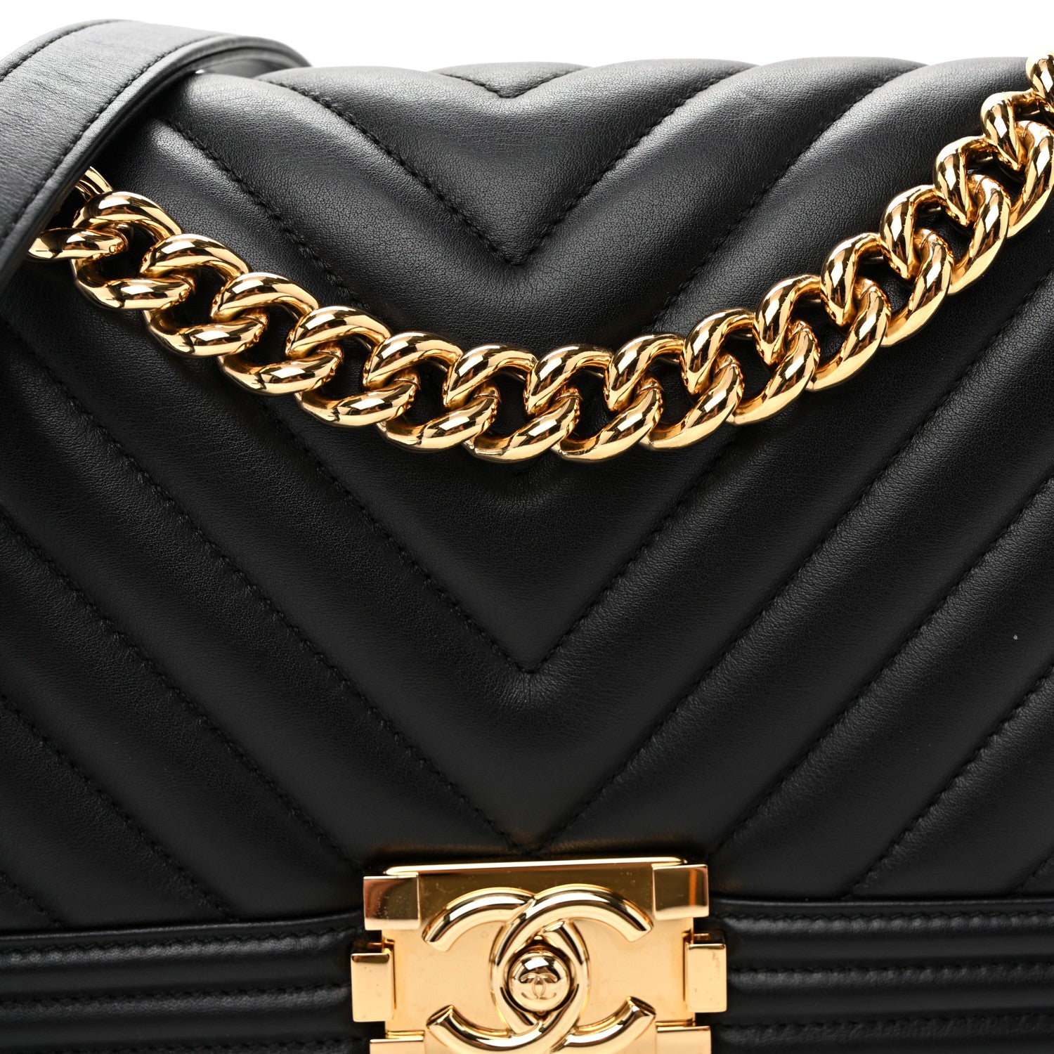 Chanel Lambskin Chevron Quilted Medium Boy Flap Black 8 of 10
