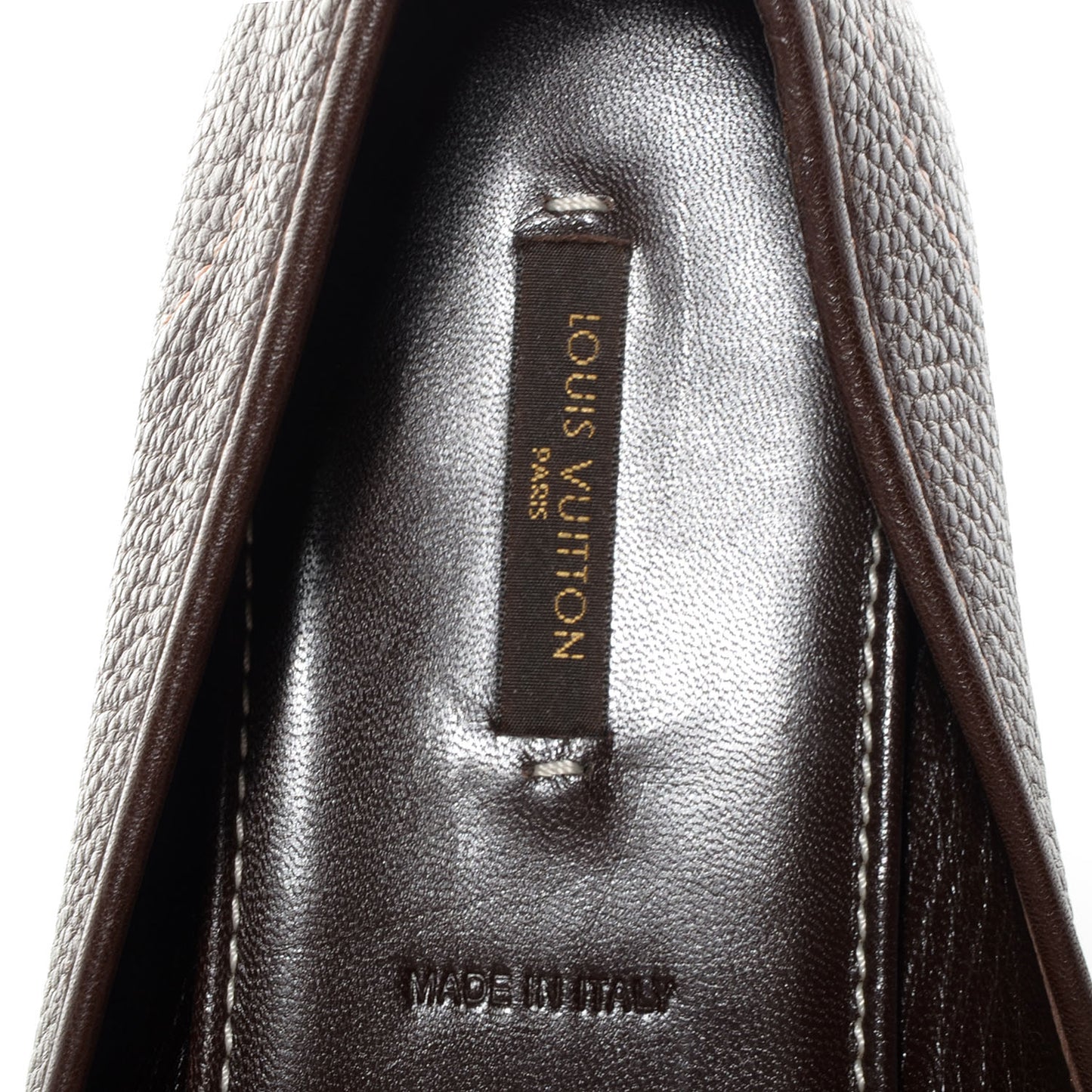 Pebbled Leather Oxford Ballerina Flats 42 Marron