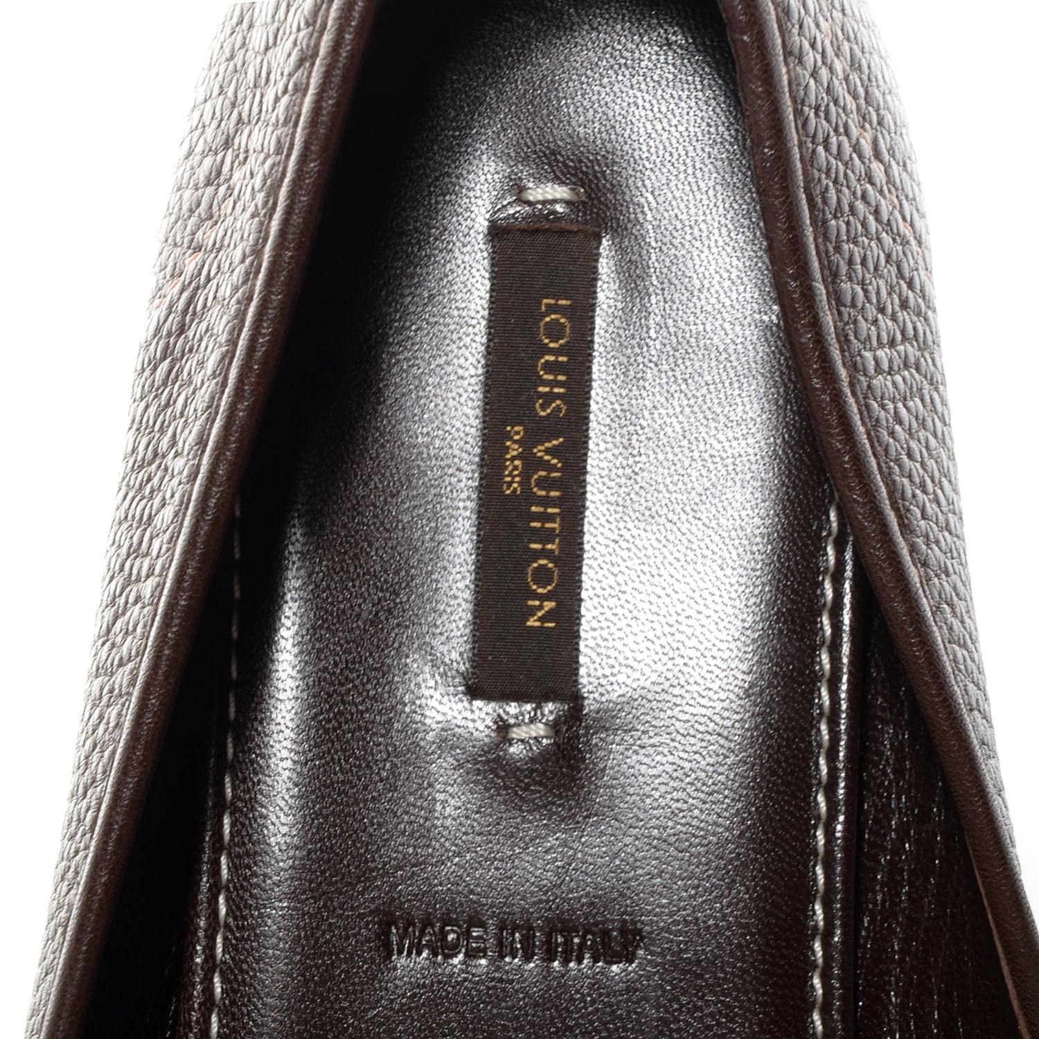 Louis Vuitton Pebbled Leather Oxford Ballerina Flats 42 Marron 7 of 8