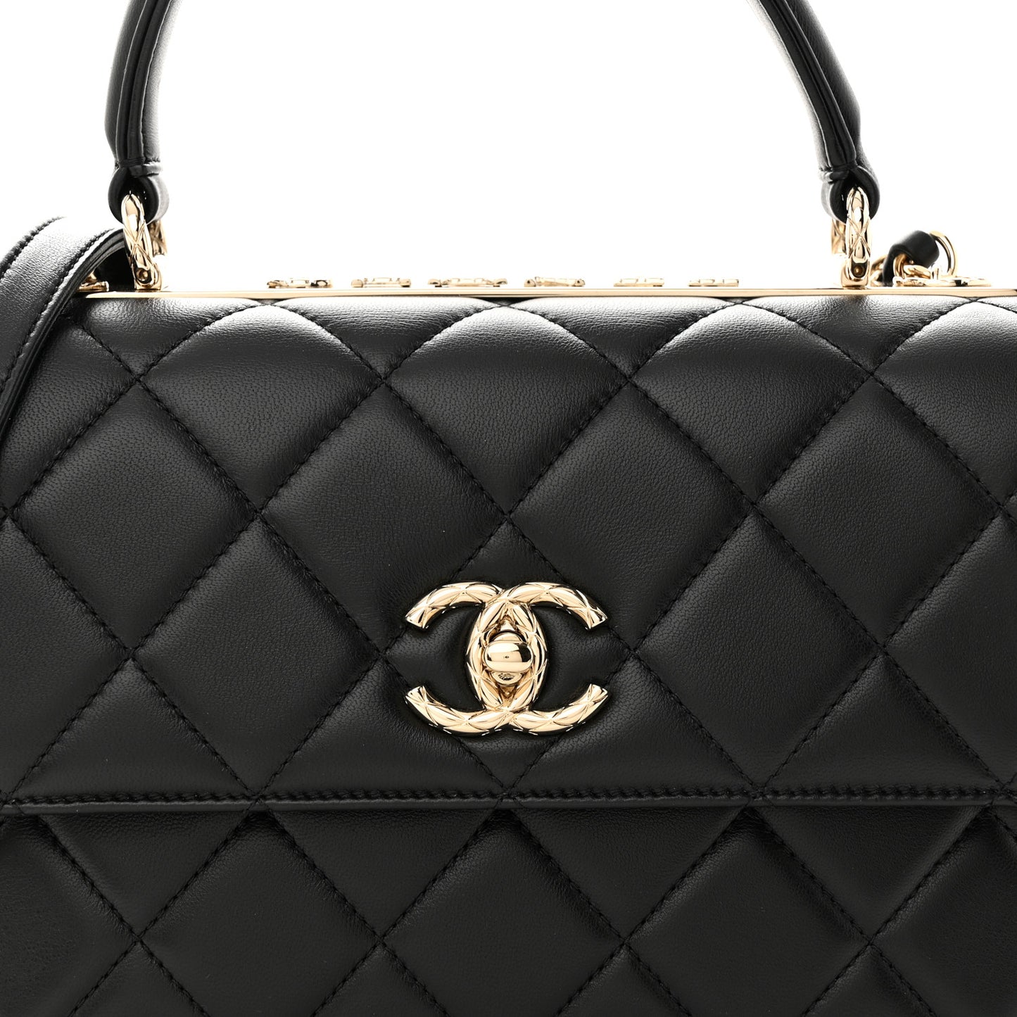Lambskin Quilted Small Trendy CC Dual Handle Flap Bag Black