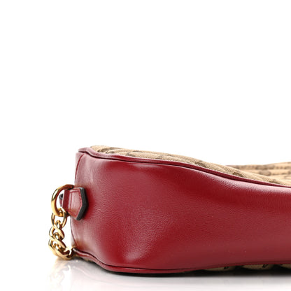 Gucci Monogram Azalea Calfskin Matelasse Diagonal Small GG Marmont Chain Shoulder Bag Beige Ebony New Cherry Red 9 of 11