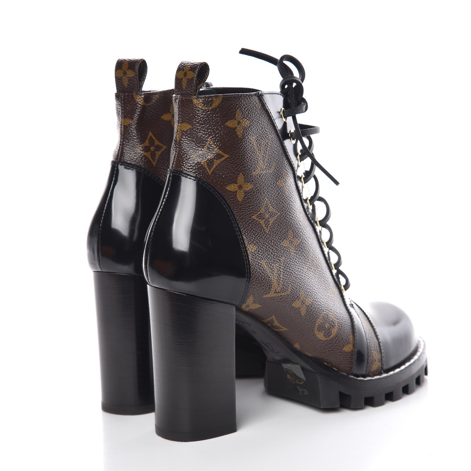 Louis Vuitton Patent Calfskin Monogram Star Trail Ankle Boots 40 Black 4 of 8