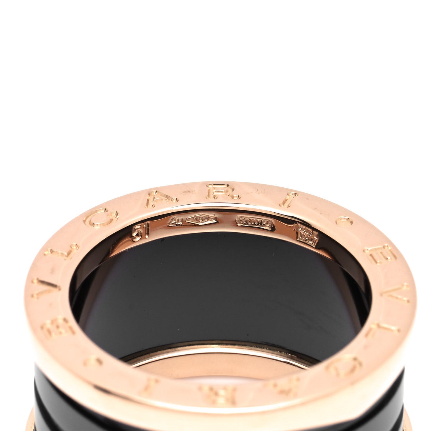 18K Rose Gold Black Ceramic B.Zero1 Four-Band Ring 51 5.75