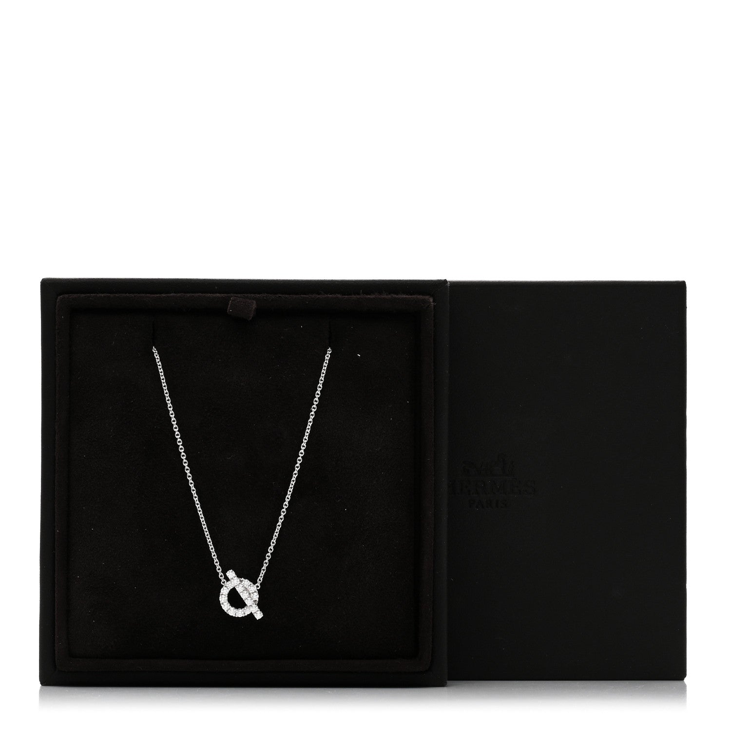 Hermes 18K White Gold Diamond Finesse Pendant Necklace 6 of 6