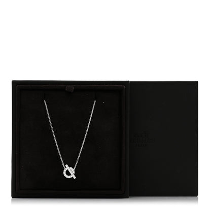 Hermes 18K White Gold Diamond Finesse Pendant Necklace 6 of 6