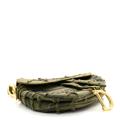 Christian Dior Canvas Embroidered Camouflage Saddle Bag Green 4 of 10