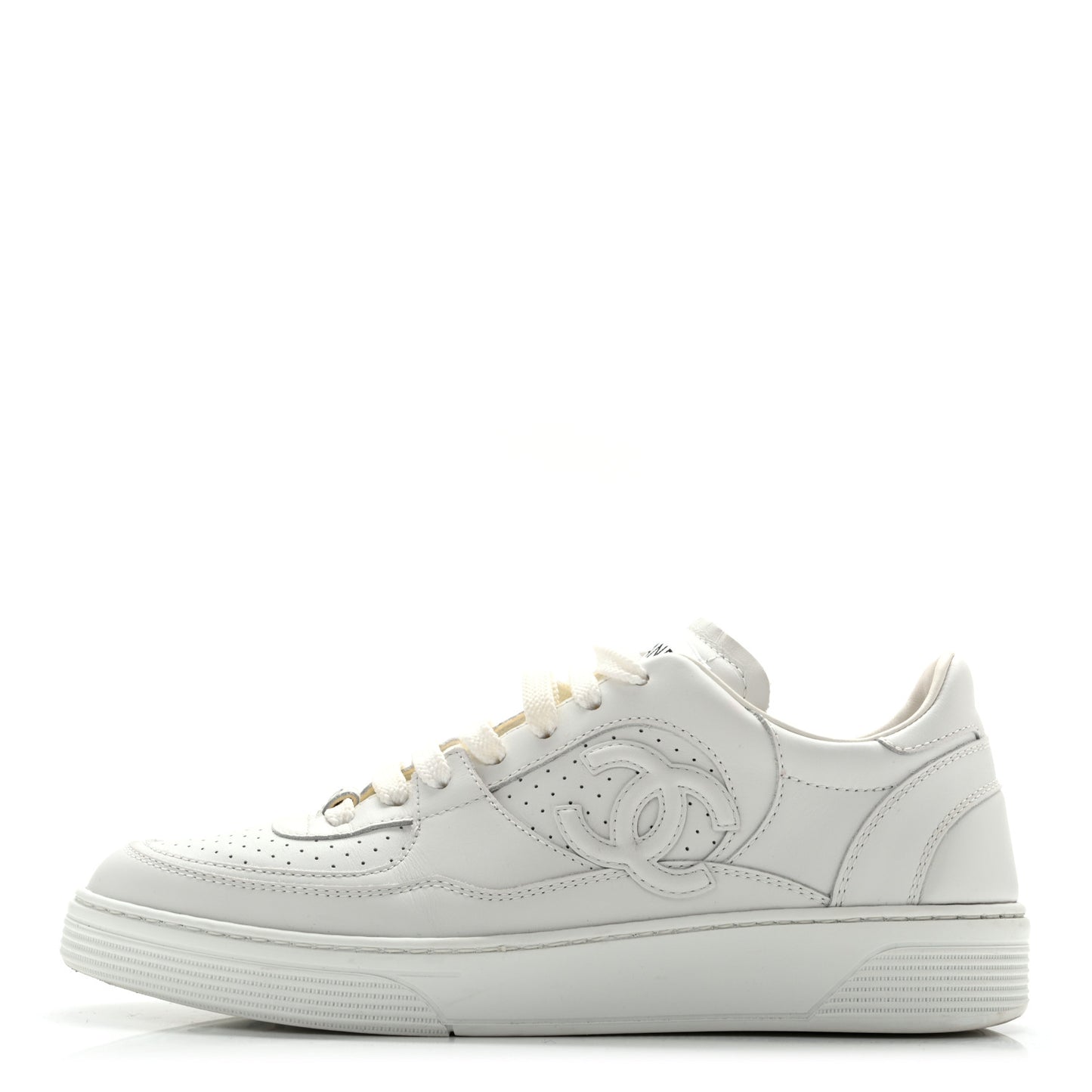 Calfskin CC Womens Sneakers 39.5 White