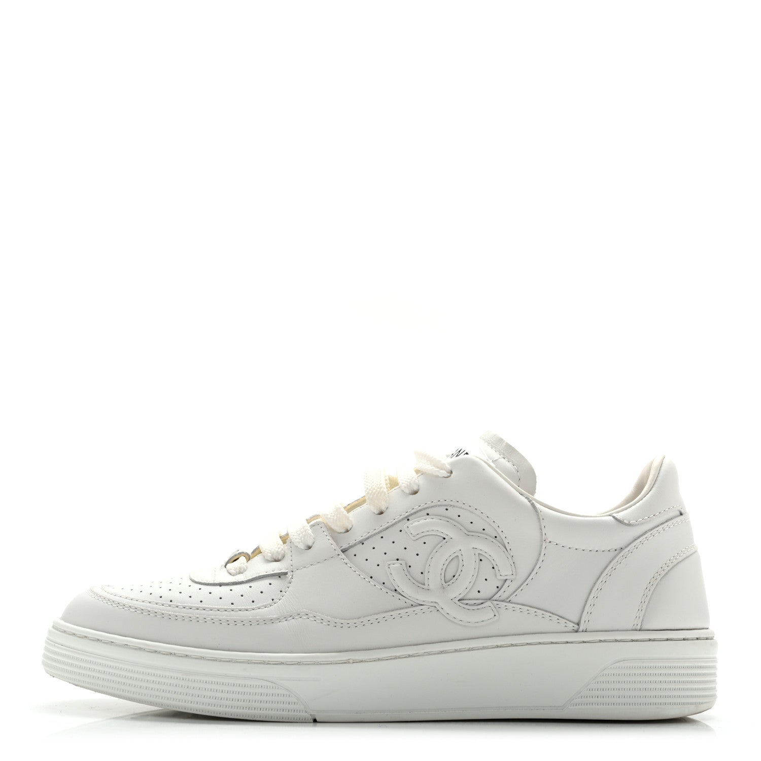 Chanel Calfskin CC Womens Sneakers 39.5 White 1 of 12
