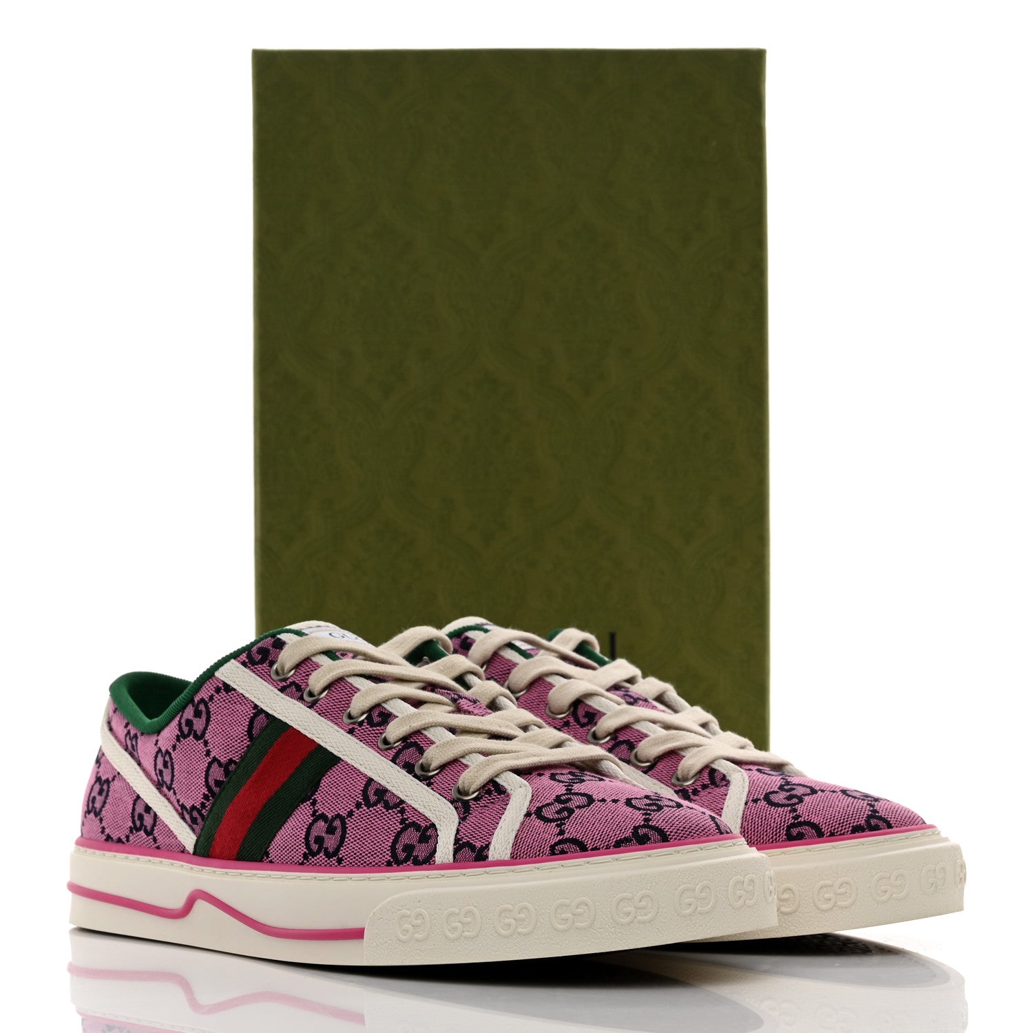 Gucci Monogram Multicolor Web Womens 1977 Tennis Sneakers 42 Pink Blue Mystic White 8 of 8
