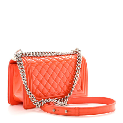 Chanel Patent Calfskin Quilted Medium Plexiglass Boy Flap Orange 2 of 11