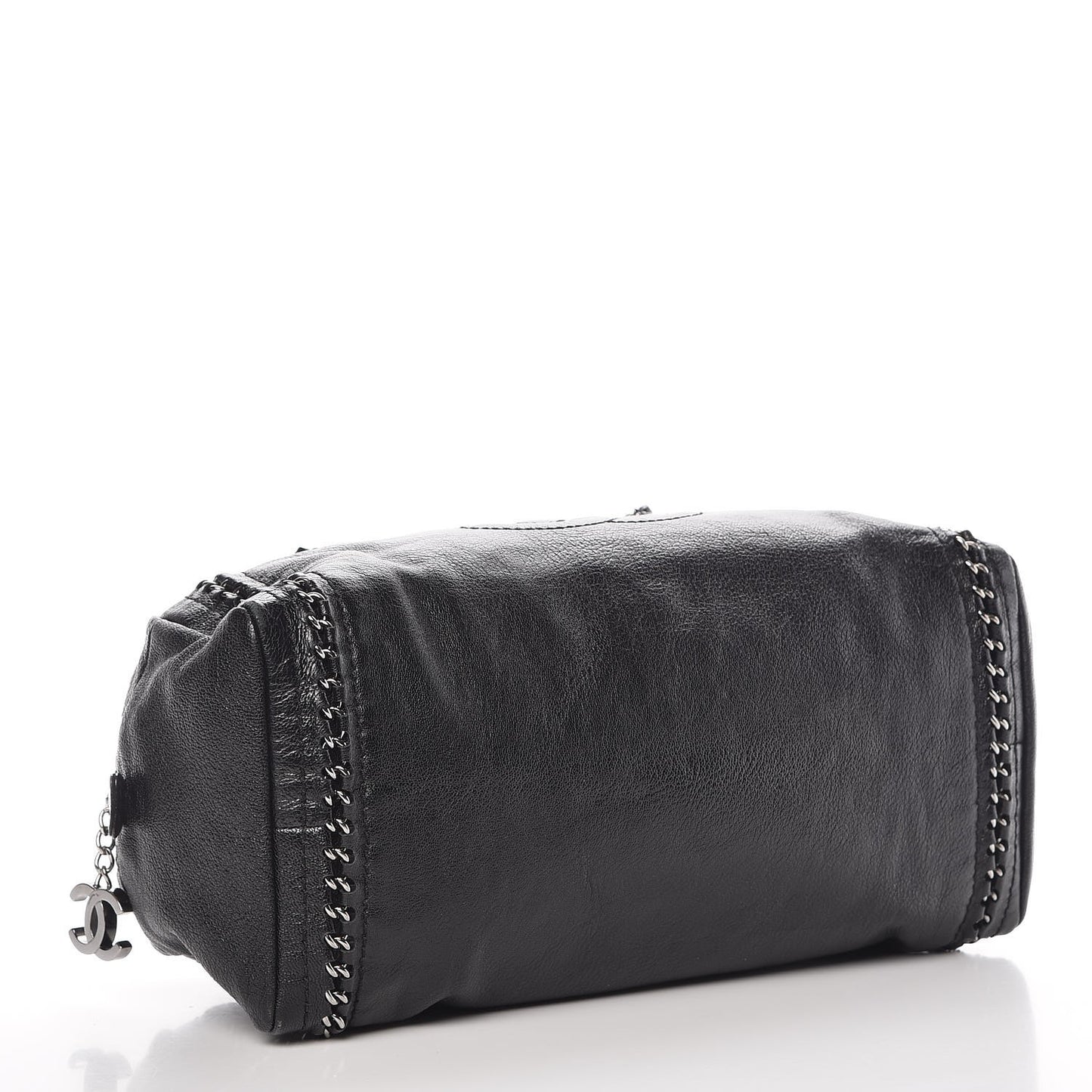 Metallic Goatskin Medium Luxe Ligne Bowler Black