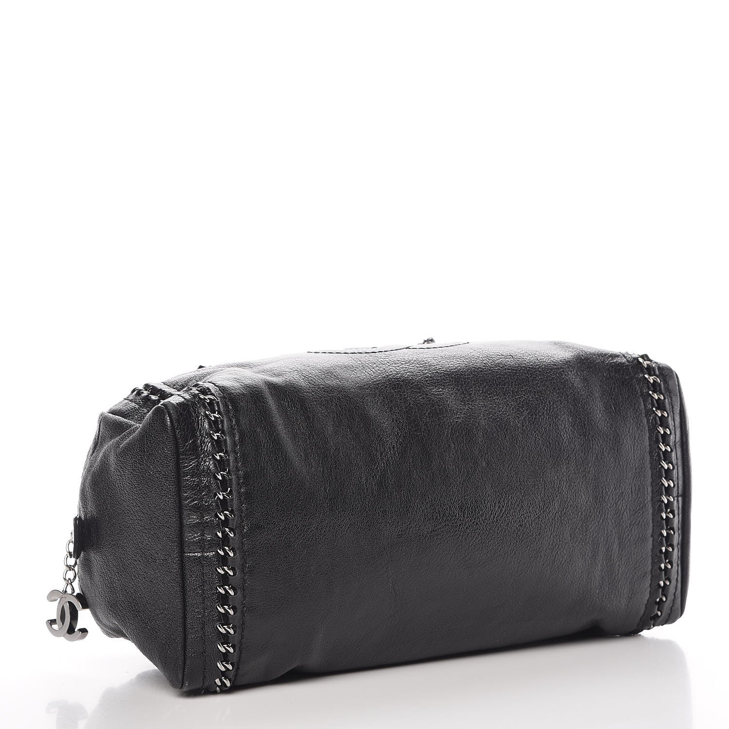 Chanel Metallic Goatskin Medium Luxe Ligne Bowler Black 4 of 12