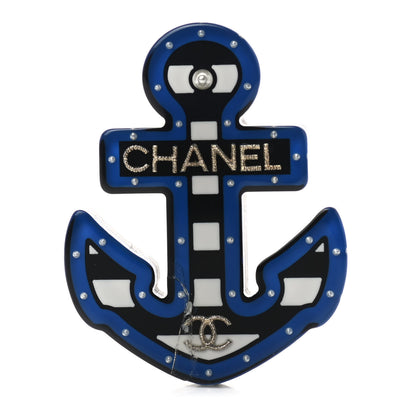 Chanel Resin Pearl Anchor CC Brooch Black Blue 1 of 8