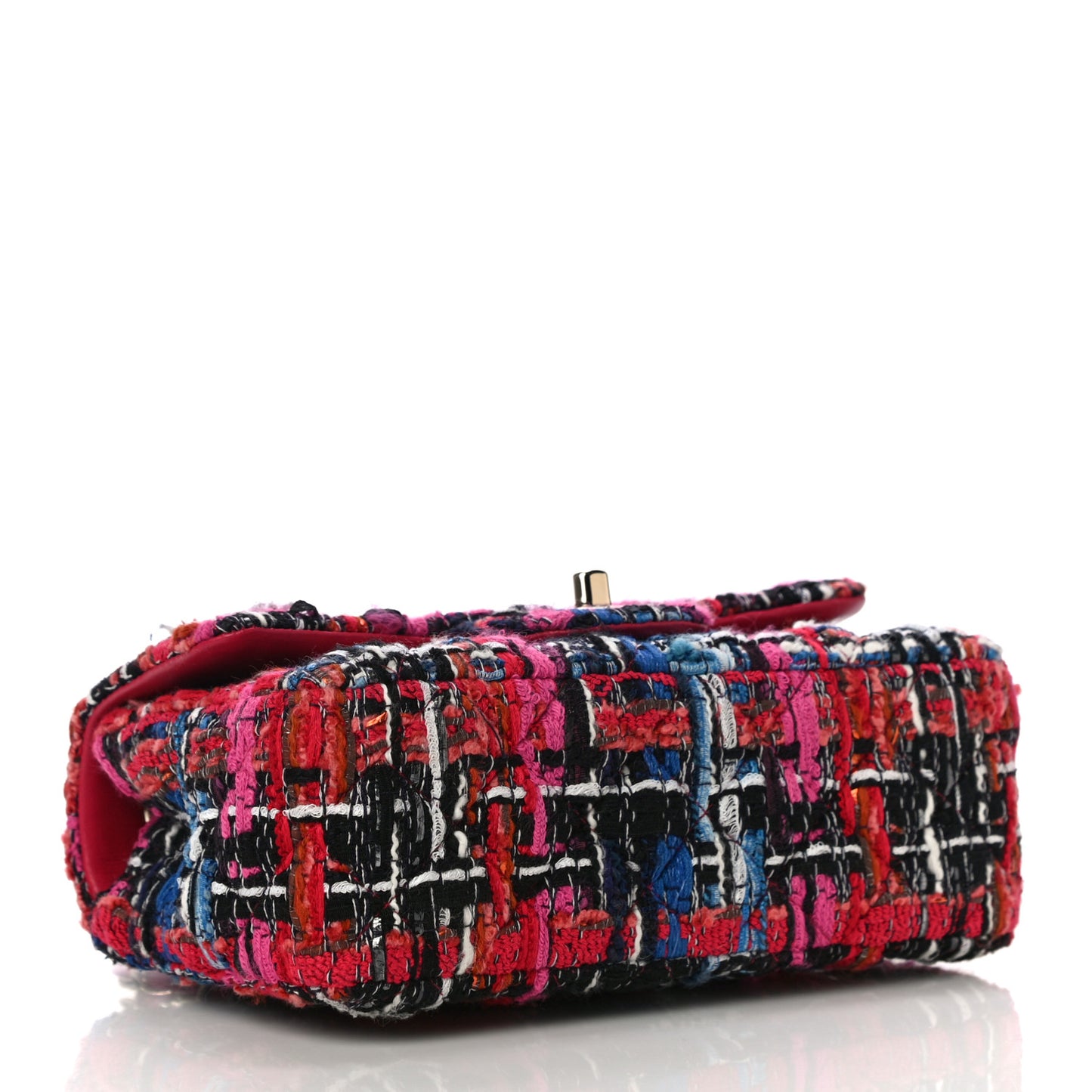 Tweed Quilted Mini Rectangular Flap Red Pink Black
